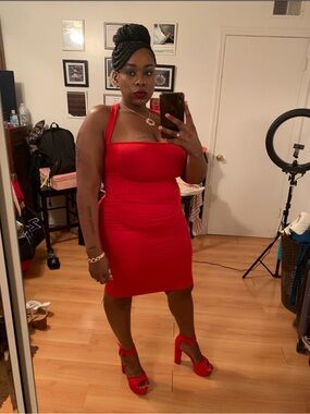 Red Halter Bodycon Dress - Women
